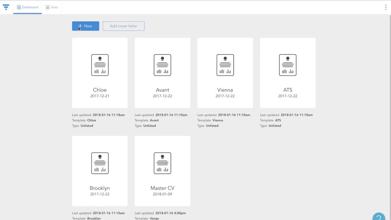 visualcv resume tool screenshot